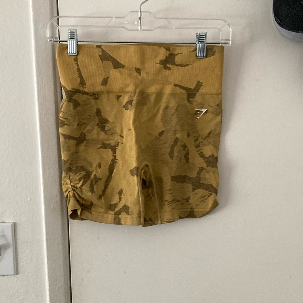 Gymshark Mustard Patterned Workout Shorts